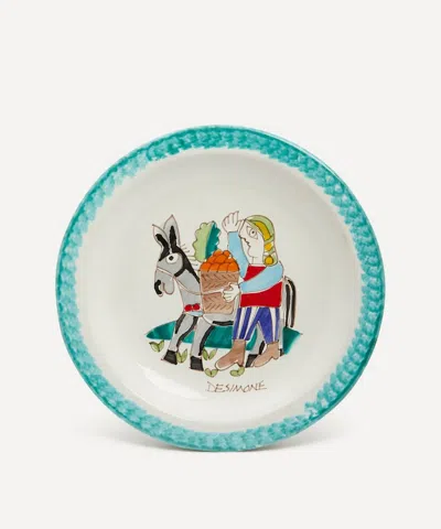 Ceramiche De Simone Omino Su Asinello Round Plate In Multi