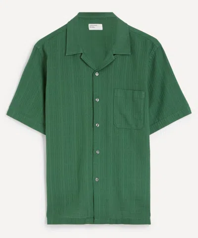 Universal Works Letts Short-sleeve Camp-collar Shirt In Green