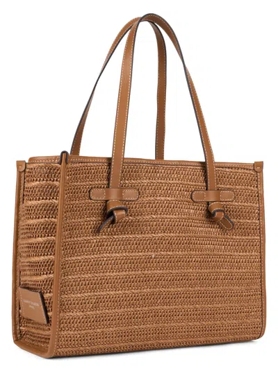 Gianni Chiarini Marcella Bag In Woven Straw In Brown