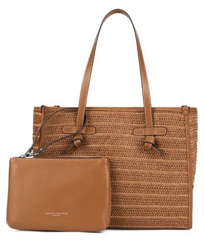 Gianni Chiarini Marcella Bag In Woven Straw In Brown