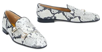 Doucal's Monk Strap In Python Leather In Animal Print