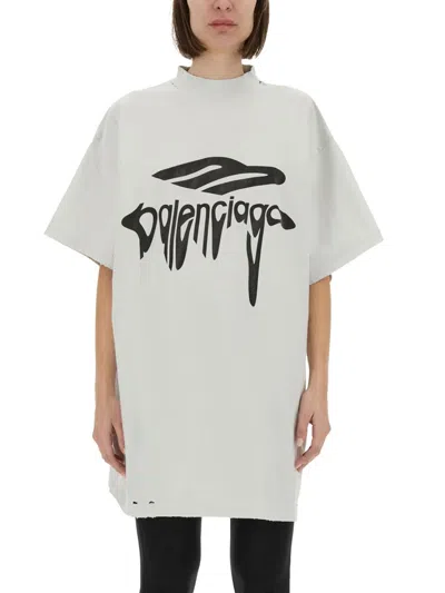 Balenciaga 3b Liquified Oversize T-shirt In White