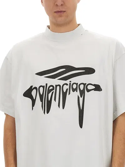 Balenciaga 3b Liquified Oversize T-shirt In White
