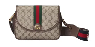 Gucci Ophidia Gg Supreme Fabric Shoulder Bag In Brown