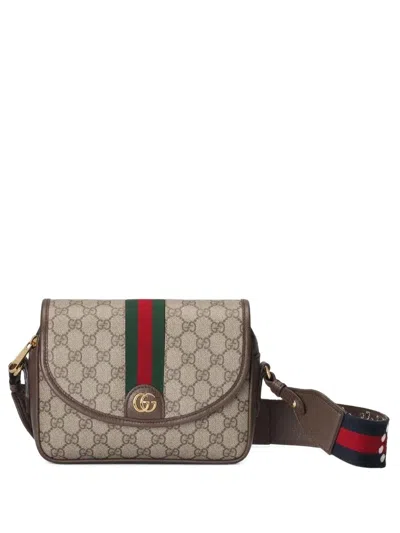 Gucci Ophidia Gg Supreme Fabric Shoulder Bag In Brown