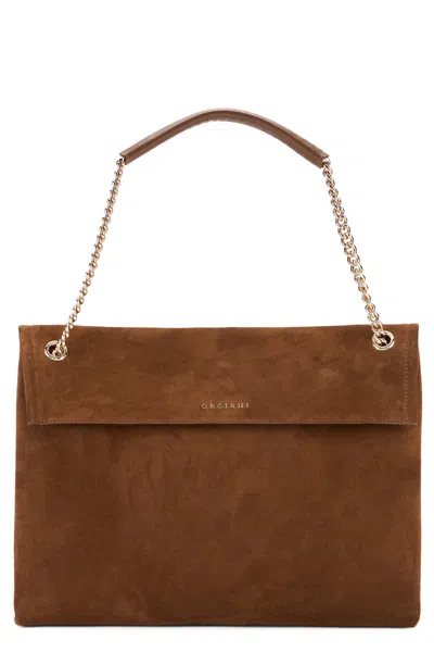 Orciani Midi Venus Soft Shoulder Bag In Brown