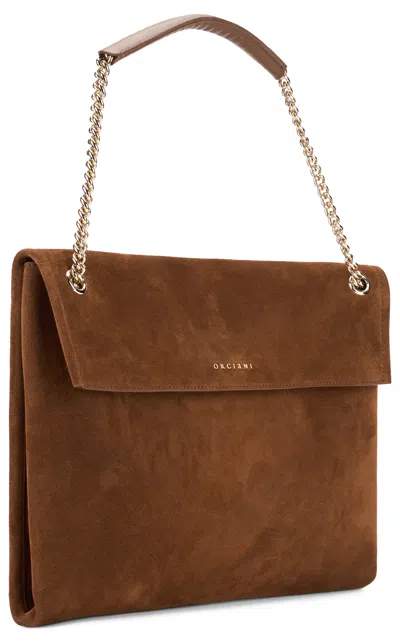 Orciani Midi Venus Soft Shoulder Bag In Brown