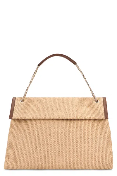 Orciani Large Venus Soft Leather-trim Shoulder Bag In Brown
