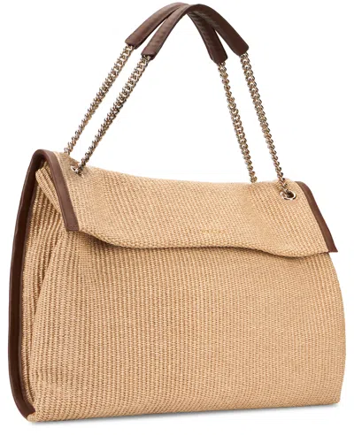 Orciani Large Venus Soft Leather-trim Shoulder Bag In Brown
