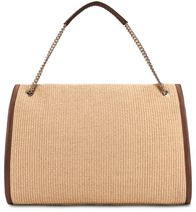 Orciani Large Venus Soft Leather-trim Shoulder Bag In Brown