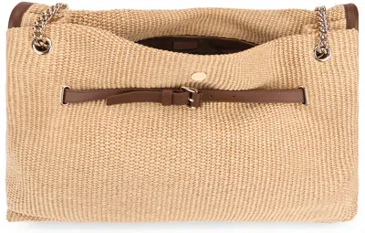 Orciani Large Venus Soft Leather-trim Shoulder Bag In Brown