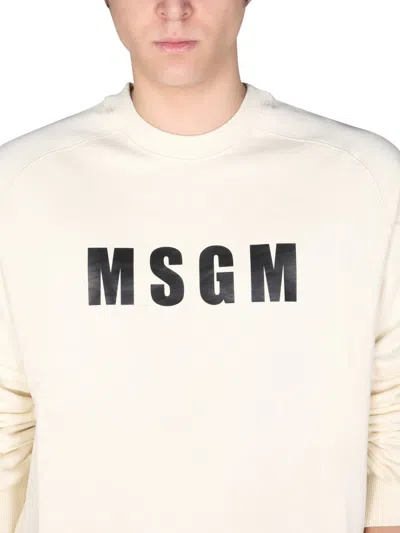 Msgm Logo Print Sweatshirt In Neutral