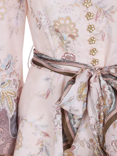 Zimmermann Womens Pink Paisley Alchemy Belted Floral-print Linen Mini Dress In Pink