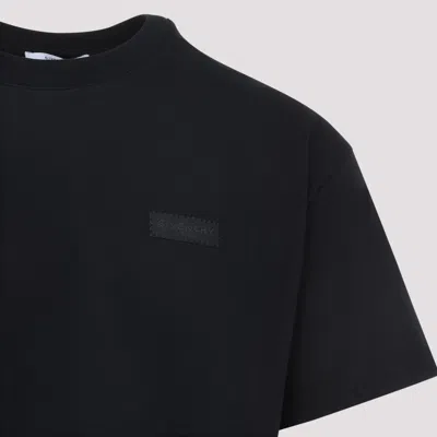 Givenchy Black Crewneck T-shirt With Logo Patch On The Front In Cotton Man In Blue