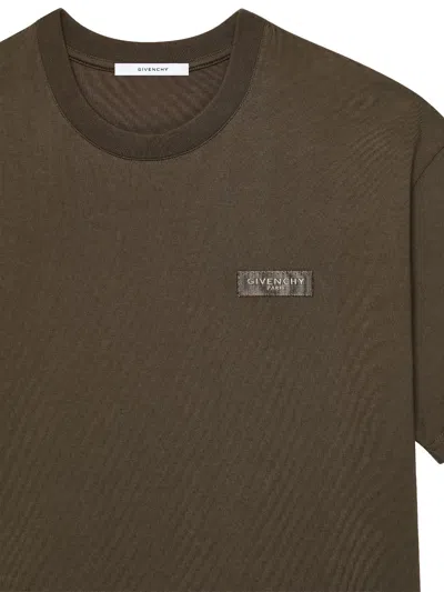 Givenchy Paris Gros Grain Cotton T-shirt In Brown