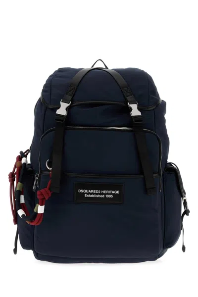 Dsquared2 Backpack Rope Detail Adjustable Straps Top Handle In Blue