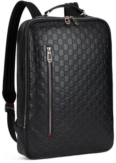 Gucci Medium Monogram Leather Backpack In Black