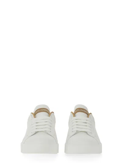 Dolce & Gabbana Calfskin Portofino Sneakers For Women In White