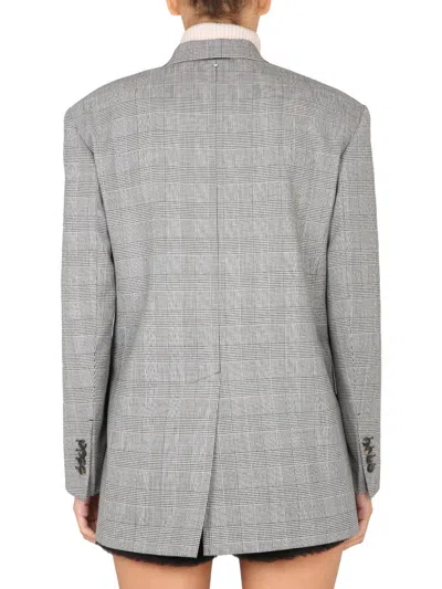 Max Mara Tailored Double-breasted Jacket Featuring Back Vent In Gray