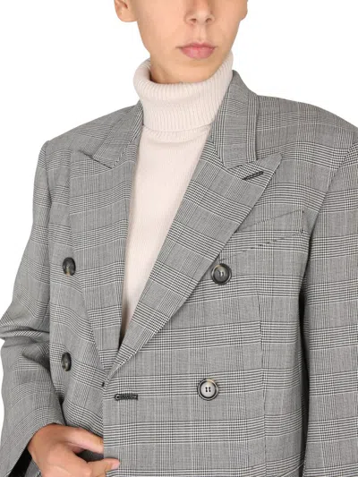 Max Mara Tailored Double-breasted Jacket Featuring Back Vent In Gray