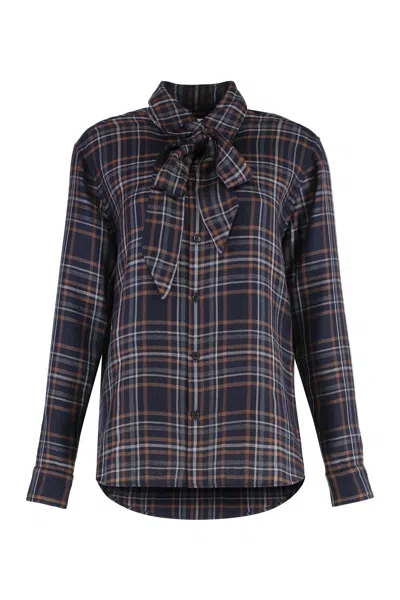 Saint Laurent Check Pattern Shirt In Multi