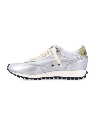 Golden Goose Running Marathon Nylon Upper Lamineted Toe And Spur Printed Star Glitter Heel Shoes In Multi