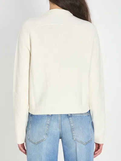 Gucci Women Wool And Cashmere Cardigan With Metal Horsebit In White