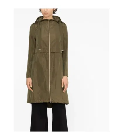 Herno Bicolor Polyester Coat In Green