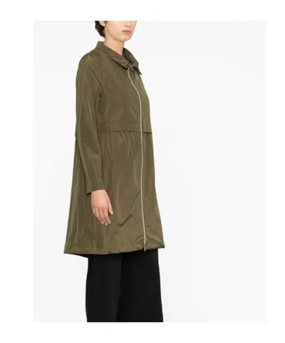 Herno Bicolor Polyester Coat In Green