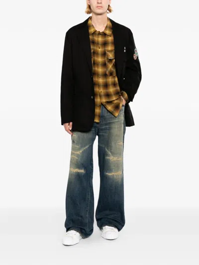 Kamiya Distressed Patchwork Jeans In Blue