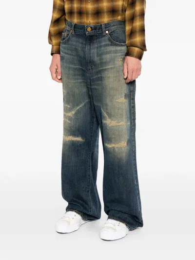 Kamiya Distressed Patchwork Jeans In Blue
