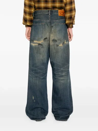 Kamiya Distressed Patchwork Jeans In Blue