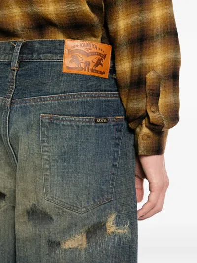 Kamiya Distressed Patchwork Jeans In Blue