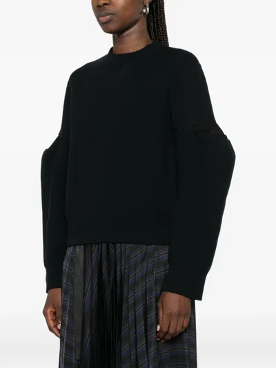 Sacai Black Sponge Sweat Pullover Sweatshirt In Black