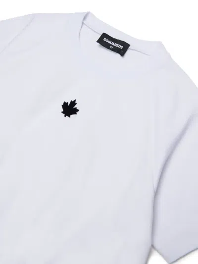 Dsquared2 Logo-embroidered Elasticated-hem T-shirt In White