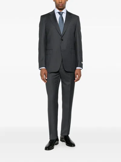 Canali Pinstripe-pattern Suit In Green