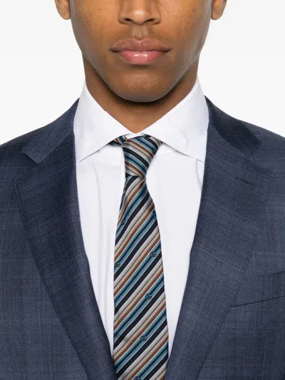 Canali Check-pattern Wool Suit In Blue