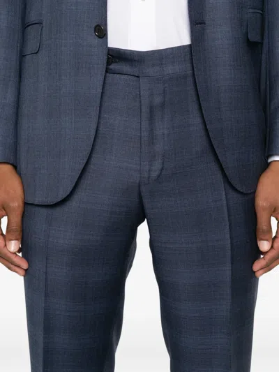 Canali Check-pattern Wool Suit In Blue