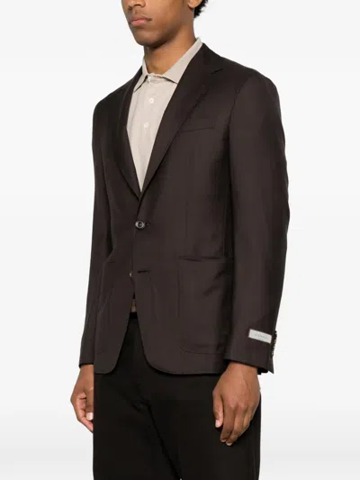 Canali Single-breasted Blazer In Brown