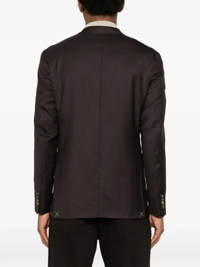 Canali Single-breasted Blazer In Brown