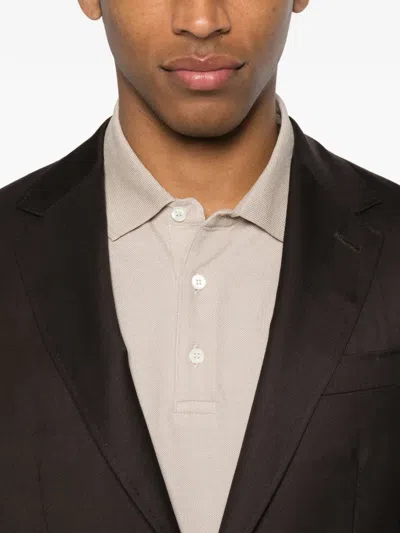 Canali Single-breasted Blazer In Brown