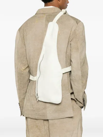 Guidi Asymmetric Leather Backpack In White