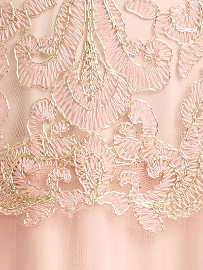 Tadashi Shoji Stelly Lotus Embroidered Tulle Midi Dress In Neutral