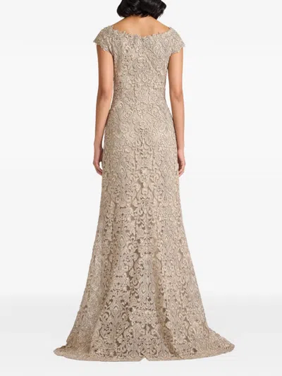 Tadashi Shoji Hoyt Lotus Embroidered Tulle Gown In Neutral