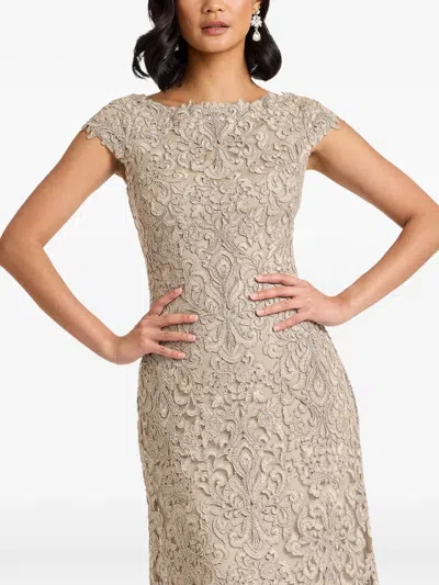 Tadashi Shoji Hoyt Lotus Embroidered Tulle Gown In Neutral