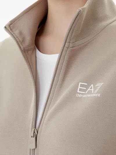 Ea7 Logo-print Zip Sweatshirt In Neutral