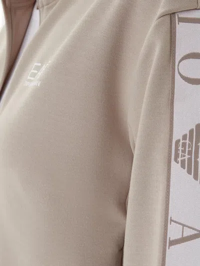 Ea7 Logo-print Zip Sweatshirt In Neutral