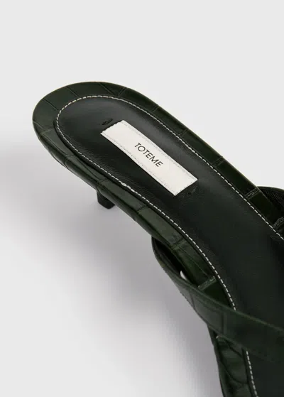 Totême Minimalist Black Leather Thong Sandals With Square Toe And Low Heel In Multi