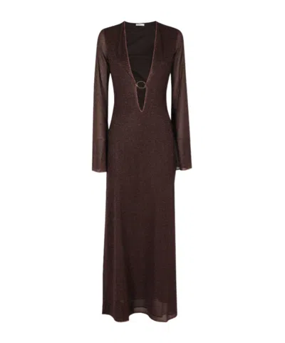 Oseree Lumiere O Long Caftan In Brown