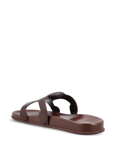 Celine Round Toe Slippers In Brown